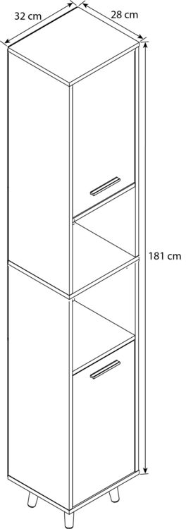 Produktbild: Holz Badm&ouml;bel Bad Hochschrank Badschrank Landos