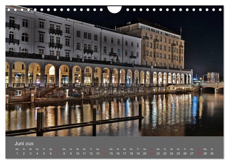 Produktbild: Nightwalk - Hamburg (Wandkalender 2026 DIN A4 quer), CALVENDO Monatskalender