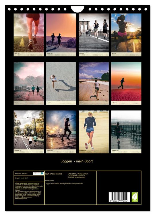 Produktbild: Joggen - mein Sport (Wandkalender 2026 DIN A4 hoch), CALVENDO Monatskalender