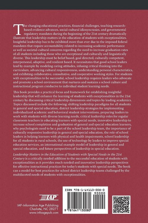 Produktbild: Leadership Matters in the Education of Students with Special Needs in the 21st Century