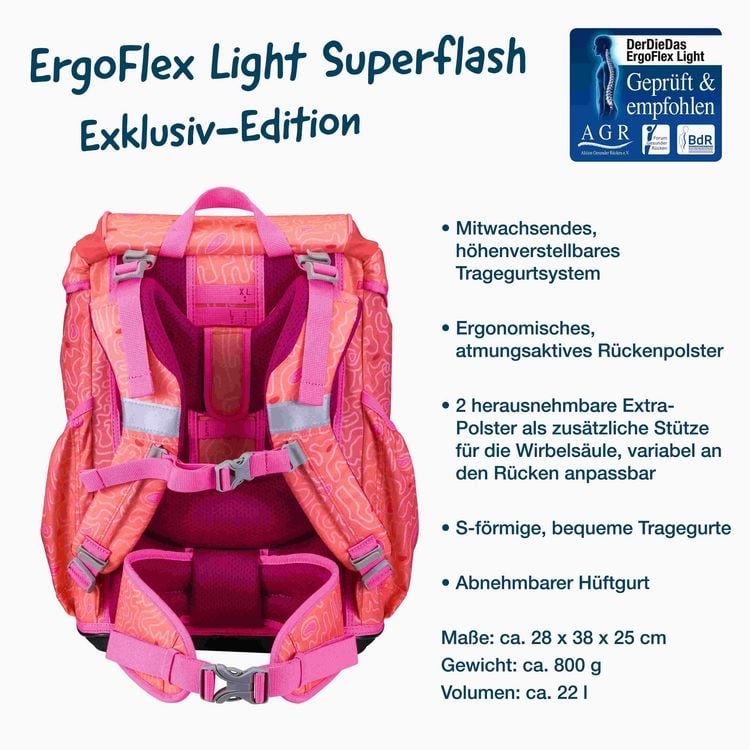 Produktbild: DerDieDas Schulranzen Set ErgoFlex Light Superflash, Schulranzen Set, 5tlg, Coral Reef