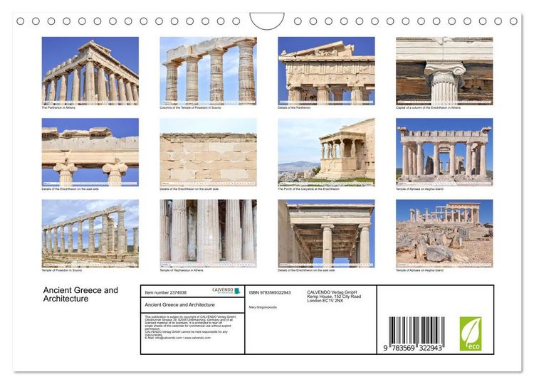 Produktbild: Ancient Greece and Architecture (Wall Calendar 2027 DIN A4 landscape), CALVENDO 12 Month Wall Calendar