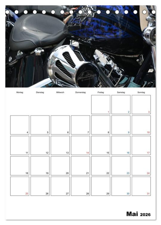 Produktbild: Harley Davidson Familienplaner (Tischkalender 2026 DIN A5 hoch), CALVENDO Monatskalender