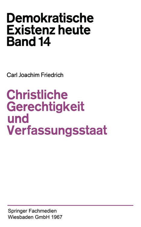 Produktbild: Christliche Gerechtigkeit und Verfassungsstaat