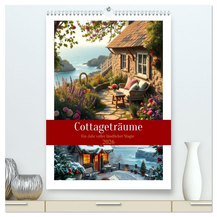 Produktbild: Cottagetr&auml;ume - Ein Jahr voller l&auml;ndlicher Magie (hochwertiger Premium Wandkalender 2026 DIN A2 hoch), Kunstdruck in Hochglanz