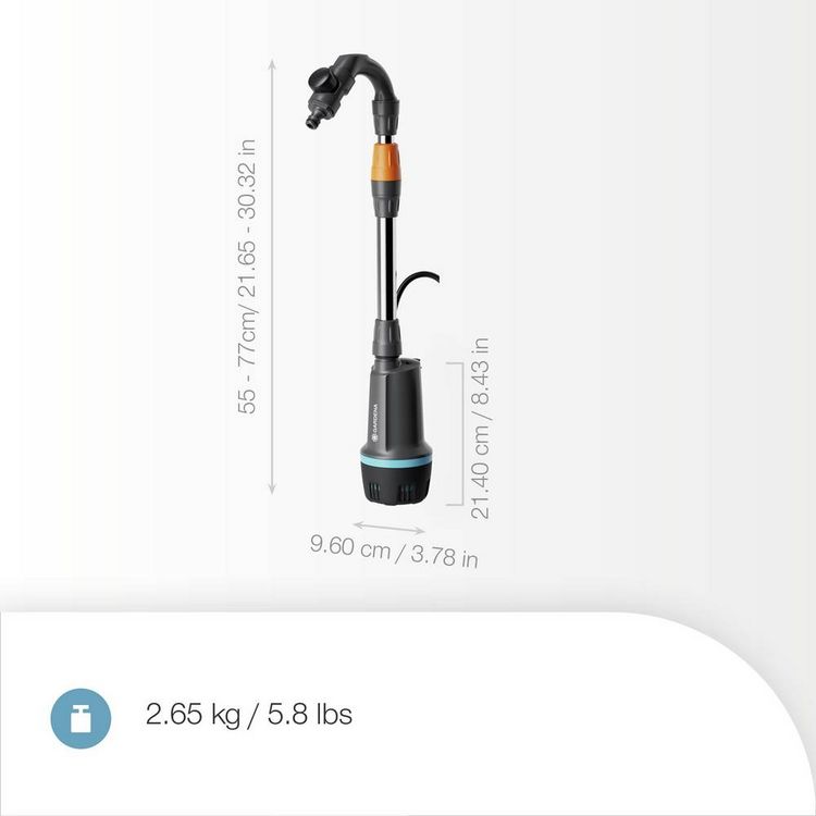 Produktbild: GARDENA Akku-Regenfasspumpe 2400 ComfortAutomatic 18V P4A Ready-To-Use Set Regenwassernutzungsanlage 2400 l/h 1.8 m