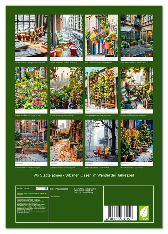 Produktbild: Wo St&auml;dte atmen - Urbanen Oasen im Wandel der Jahreszeit (Wandkalender 2026 DIN A4 hoch), CALVENDO Monatskalender