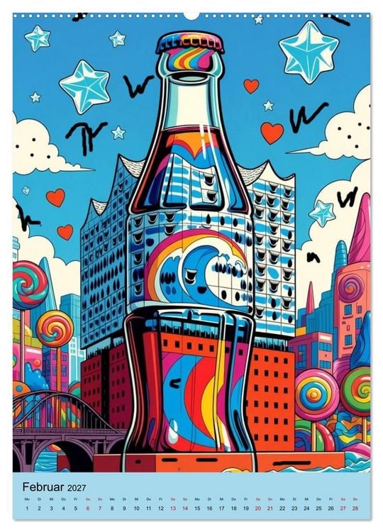 Produktbild: Poppige Cola-Flaschen (hochwertiger Premium Wandkalender 2027 DIN A2 hoch), Kunstdruck in Hochglanz
