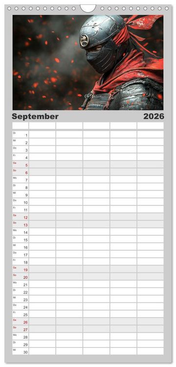 Produktbild: Familienplaner 2026 - Mein Samurai mit 5 Spalten (Wandkalender, 21 x 45 cm) CALVENDO