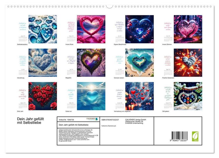 Produktbild: Dein Jahr gef&uuml;llt mit Selbstliebe (hochwertiger Premium Wandkalender 2026 DIN A2 quer), Kunstdruck in Hochglanz