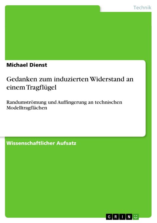 Produktbild: Gedanken zum induzierten Widerstand an einem Tragfl&uuml;gel