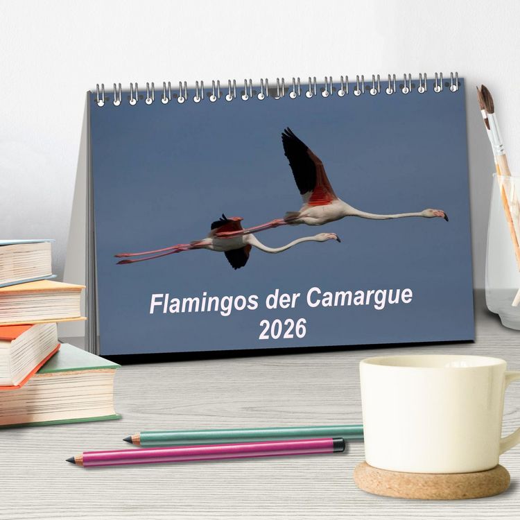 Produktbild: Flamingos der Camargue 2026 (Tischkalender 2026 DIN A5 quer), CALVENDO Monatskalender