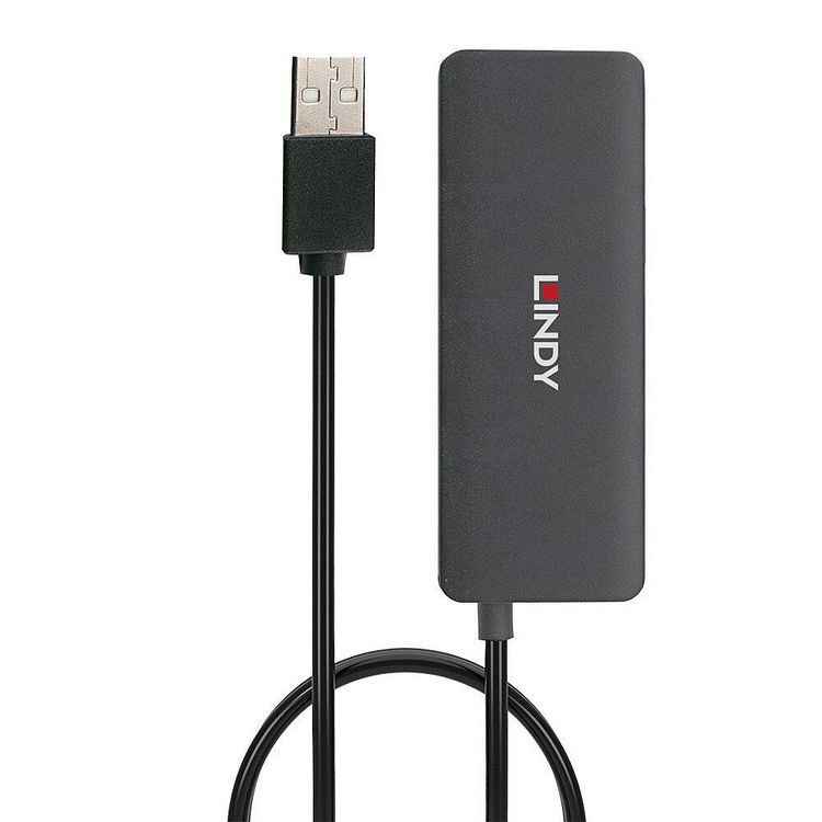 Produktbild: LINDY 42986 USB-Hub 4 Port USB-A USB 2.0 480MBit/s Schwarz 42986