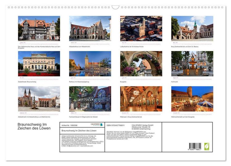 Produktbild: Braunschweig Im Zeichen des L&ouml;wen (Wandkalender 2026 DIN A2 quer), CALVENDO Monatskalender