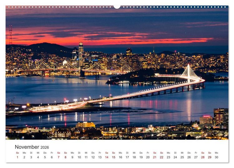 Produktbild: San Francisco - Die Heimat der Golden Gate Bridge. (hochwertiger Premium Wandkalender 2026 DIN A2 quer), Kunstdruck in Hochglanz