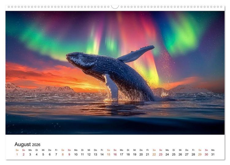 Produktbild: Wale - ein Jahr voller Meer (hochwertiger Premium Wandkalender 2026 DIN A2 quer), Kunstdruck in Hochglanz