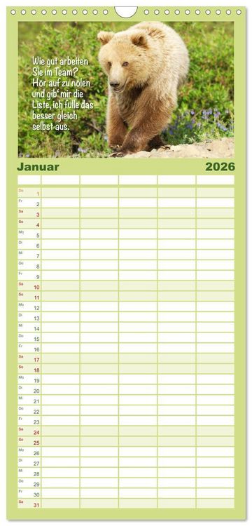 Produktbild: Familienplaner 2026 - Spa&szlig; mit B&auml;ren: Edition lustige Tiere mit 5 Spalten (Wandkalender, 21 x 45 cm) CALVENDO