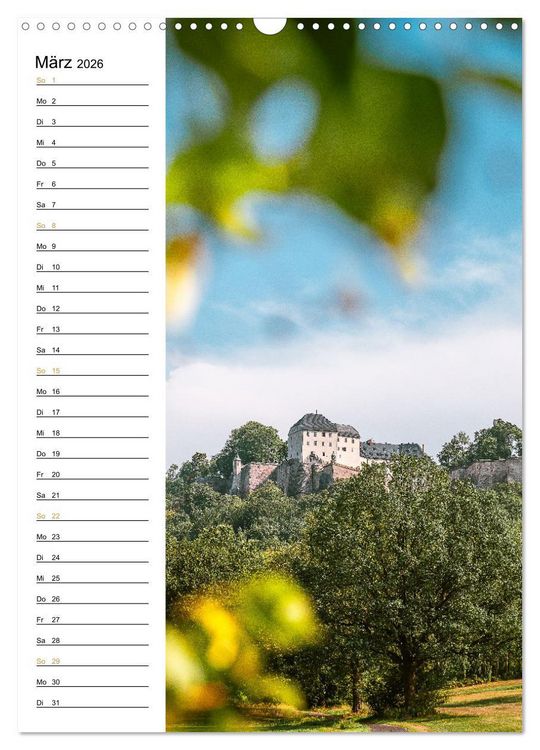 Produktbild: Sachsens Burgen und Schl&ouml;sser - Beschreibbarer Kalender mit Ortsangaben (Wandkalender 2026 DIN A3 hoch), CALVENDO Monatskalender
