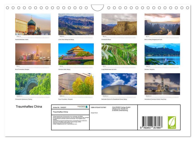 Produktbild: Traumhaftes China (Wandkalender 2026 DIN A4 quer), CALVENDO Monatskalender