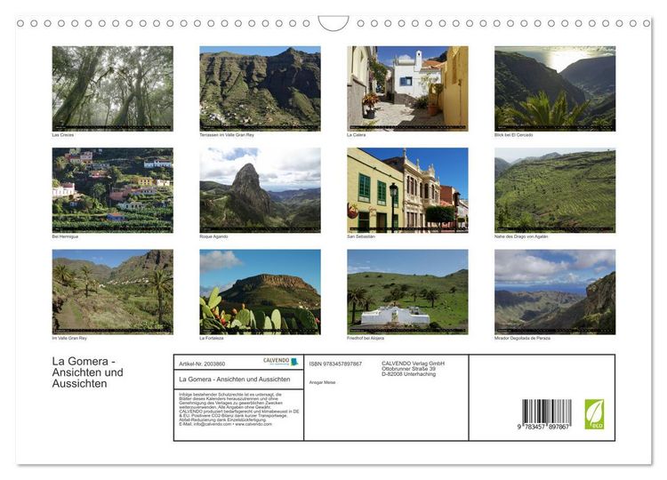 Produktbild: La Gomera - Ansichten und Aussichten (Wandkalender 2026 DIN A3 quer), CALVENDO Monatskalender