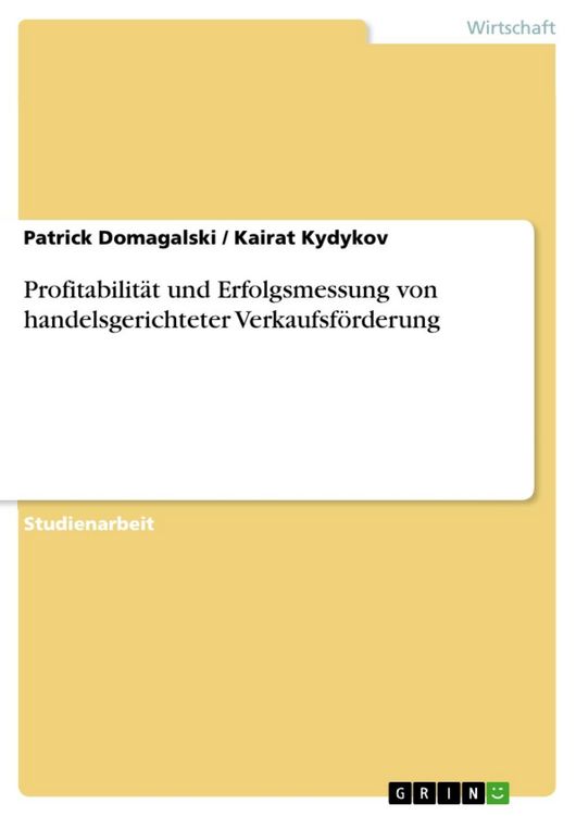 Produktbild: Profitabilit&auml;t und Erfolgsmessung von handelsgerichteter Verkaufsf&ouml;rderung