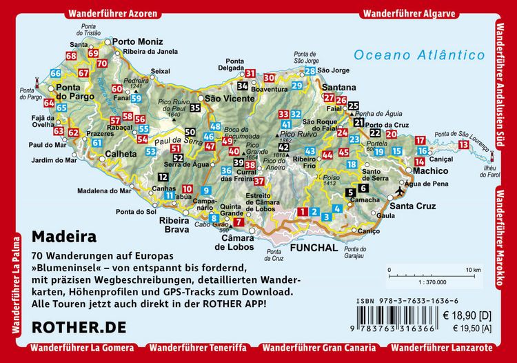 Produktbild: ROTHER Wanderf&uuml;hrer Madeira. 70 Touren auf Europas &raquo;Blumeninsel&laquo; - die sch&ouml;nsten Levada- und Bergwanderungen