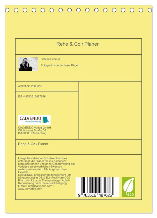 Produktbild: Rehe & Co / Planer (Tischkalender 2026 DIN A5 hoch), CALVENDO Monatskalender