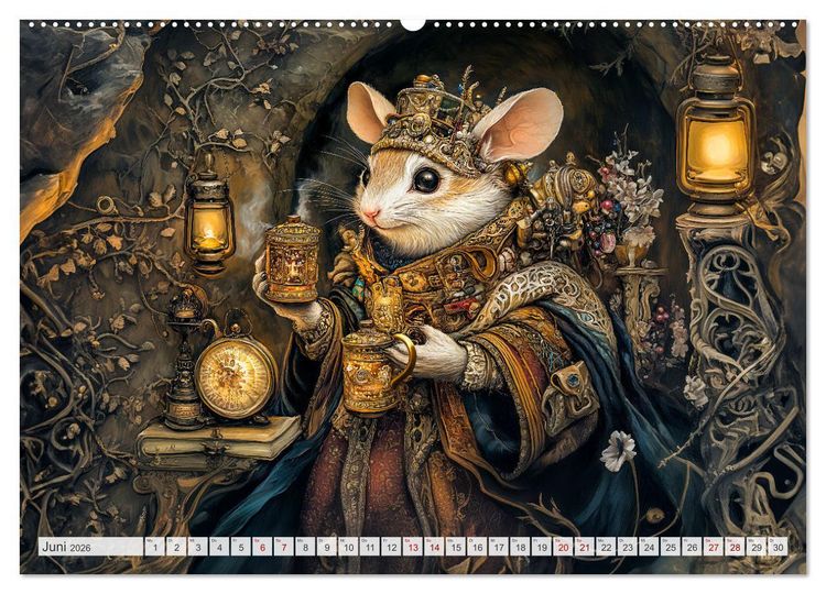 Produktbild: Magische Wesen im Zauberland - Fantasie-Tiere im Steampunk-Kalender (Wandkalender 2026 DIN A2 quer), CALVENDO Monatskalender