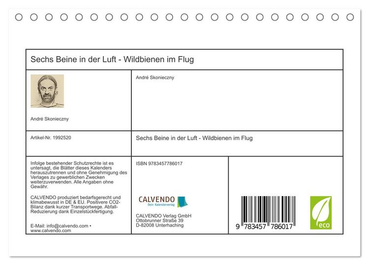 Produktbild: Sechs Beine in der Luft - Wildbienen im Flug (Tischkalender 2026 DIN A5 quer), CALVENDO Monatskalender