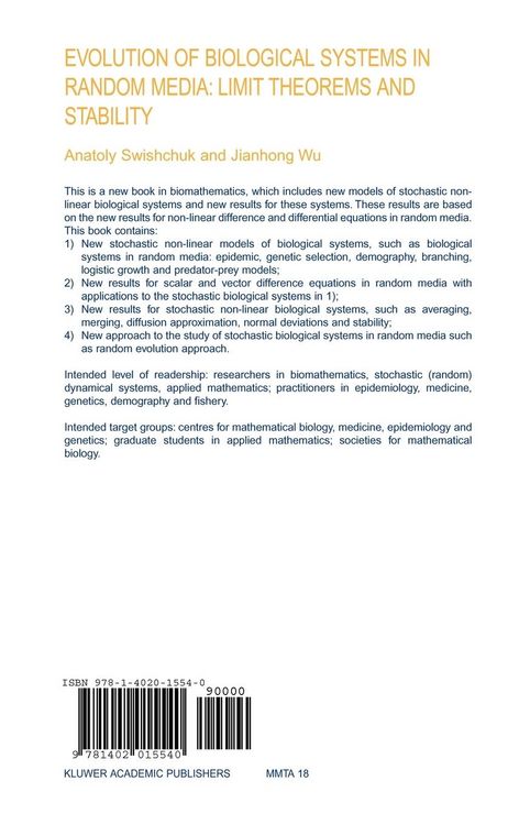 Produktbild: Evolution of Biological Systems in Random Media: Limit Theorems and Stability