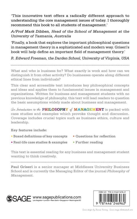 Produktbild: An Introduction to the Philosophy of Management