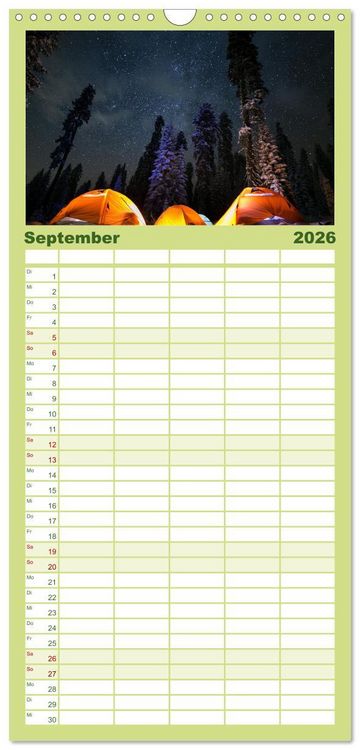 Produktbild: Familienplaner 2026 - Camping - Raus in die Natur. mit 5 Spalten (Wandkalender, 21 x 45 cm) CALVENDO