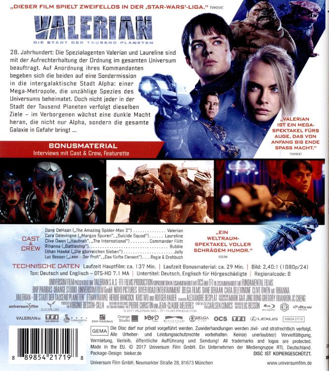 Produktbild: Valerian - Die Stadt der tausend Planeten