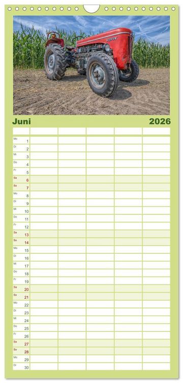 Produktbild: Familienplaner 2026 - Traktoren &ndash; Nostalgie auf dem Bauernhof mit 5 Spalten (Wandkalender, 21 x 45 cm) CALVENDO