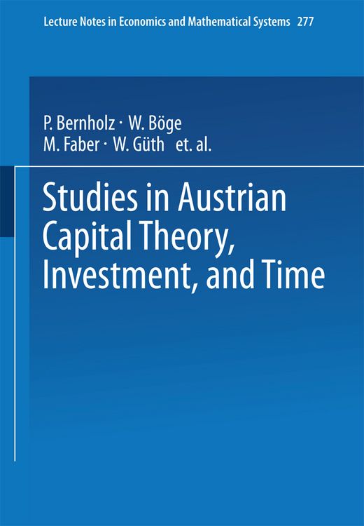 Produktbild: Studies in Austrian Capital Theory, Investment, and Time