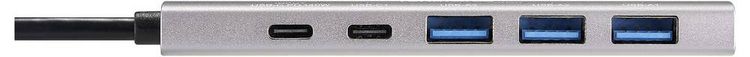 Produktbild: Renkforce RF-6676604 USB-Hub 3+1 Port USB-A, USB-C&reg; USB 3.2 Gen1 5 GBit/s mit Aluminiumgeh&auml;use, USB-C&reg; PD Ladeanschluss Grau RF-USBH-300
