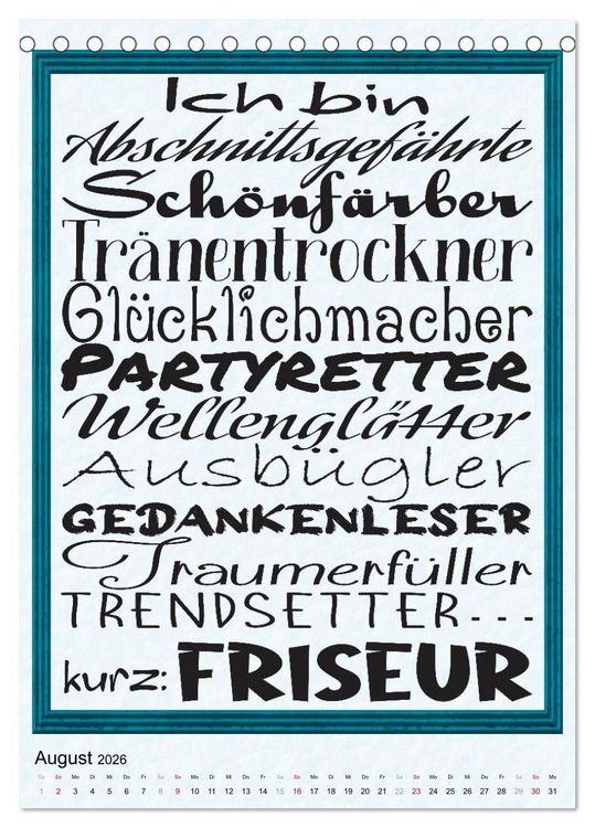 Produktbild: Friseur-Spr&uuml;che (Tischkalender 2026 DIN A5 hoch), CALVENDO Monatskalender