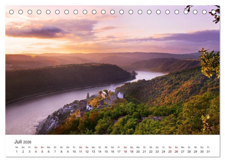 Produktbild: Burgen im Rheintal - Landschaft, Romantik, legend (Tischkalender 2026 DIN A5 quer), CALVENDO Monatskalender