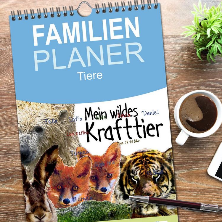 Produktbild: Familienplaner 2026 - Mein wildes Krafttier voller Achtsamkeit mit 5 Spalten (Wandkalender, 21 x 45 cm) CALVENDO