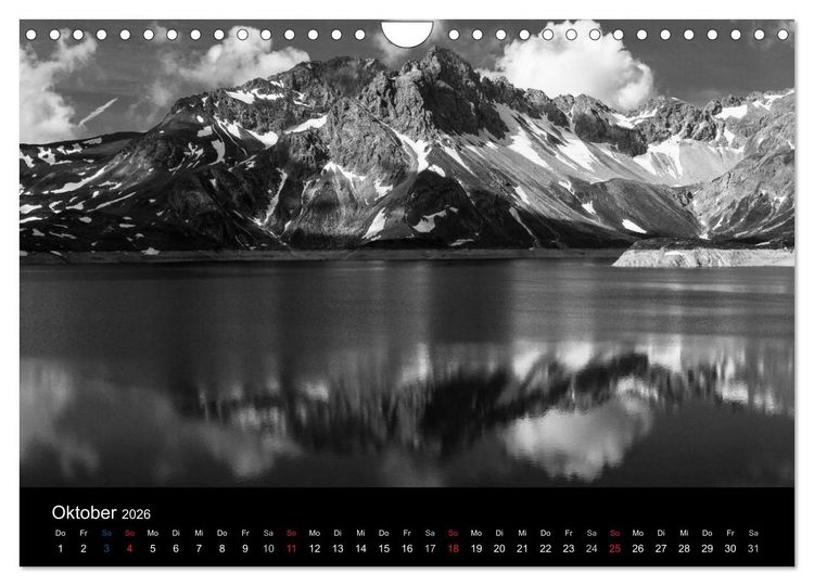 Produktbild: BERGE IN SCHWARZ WEISS (Wandkalender 2026 DIN A4 quer), CALVENDO Monatskalender