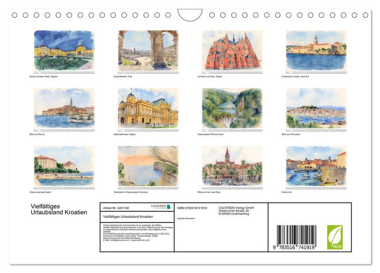 Produktbild: Vielf&auml;ltiges Urlaubsland Kroatien (Wandkalender 2026 DIN A4 quer), CALVENDO Monatskalender
