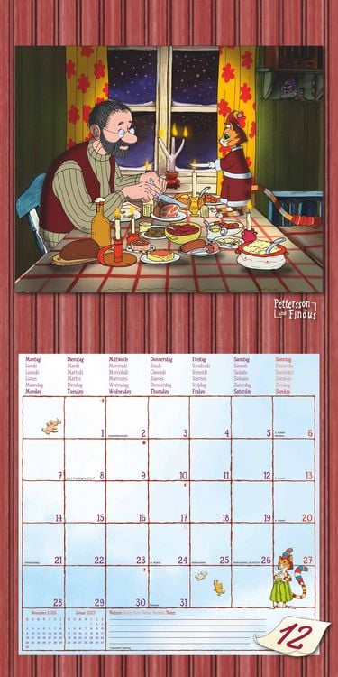 Produktbild: Pettersson & Findus 2026 - Broschürenkalender 30x30 cm (30x60 geöffnet) - Kalender mit Platz für Notizen - mit herausnehmbarem Poster - Wandkalender