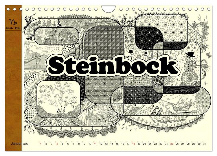 Produktbild: Tangle-Art, Sternzeichen mal anders (Wandkalender 2026 DIN A4 quer), CALVENDO Monatskalender