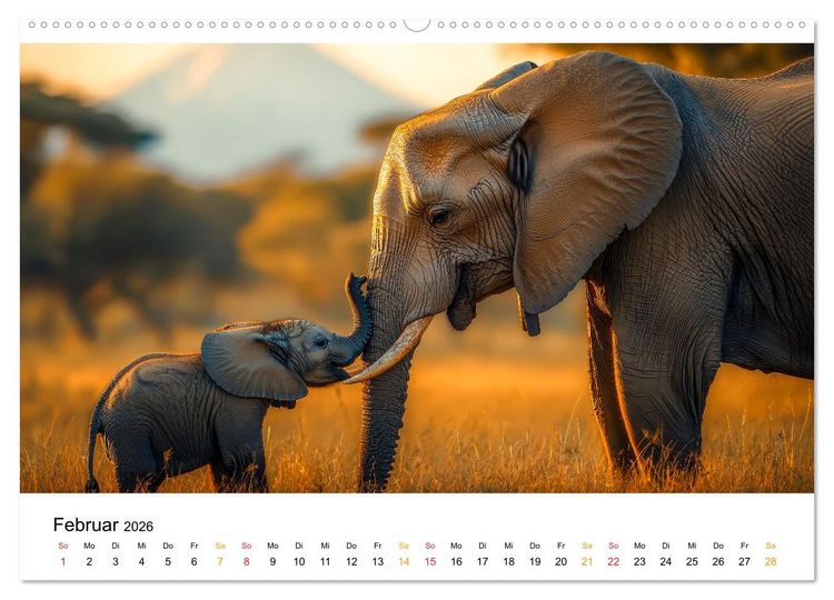 Produktbild: Elefanten - Riesen der Wildnis (Wandkalender 2026 DIN A2 quer), CALVENDO Monatskalender