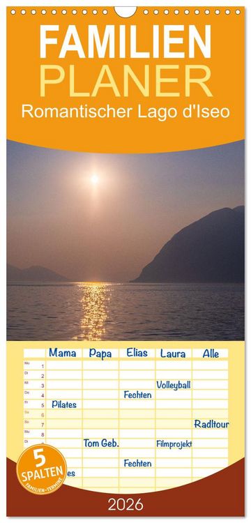 Produktbild: Familienplaner 2026 - Romantischer Lago d'Iseo mit 5 Spalten (Wandkalender, 21 x 45 cm) CALVENDO