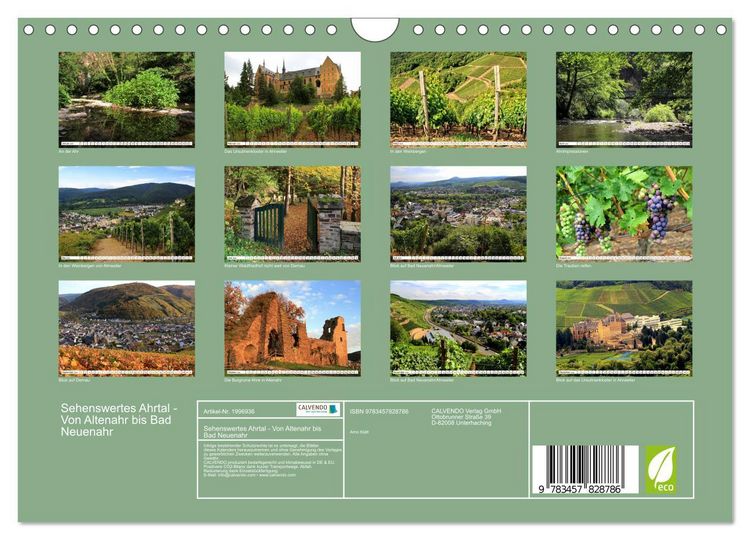 Produktbild: Sehenswertes Ahrtal - Von Altenahr bis Bad Neuenahr (Wandkalender 2026 DIN A4 quer), CALVENDO Monatskalender