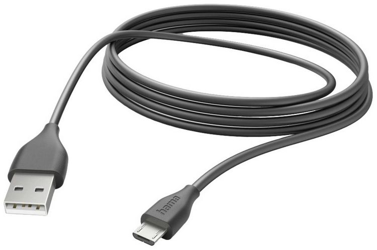 Produktbild: Hama USB-Ladekabel USB 2.0 USB-A Stecker, USB-Micro-B Stecker 3.00m Schwarz 00201588