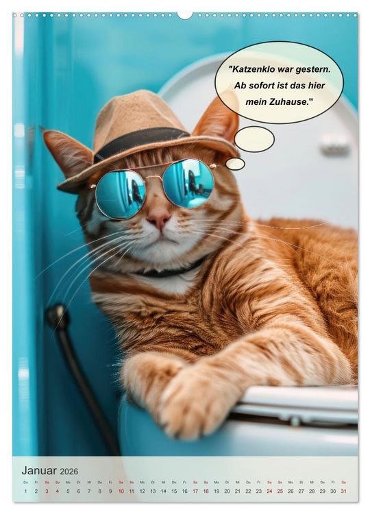 Produktbild: Tierisch lustiger Toilettenhumor (hochwertiger Premium Wandkalender 2026 DIN A2 hoch), Kunstdruck in Hochglanz