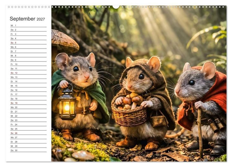 Produktbild: Abenteuerm&auml;use - Drei kleine Entdecker auf gro&szlig;er Reise (Wandkalender 2027 DIN A2 quer), CALVENDO Monatskalender