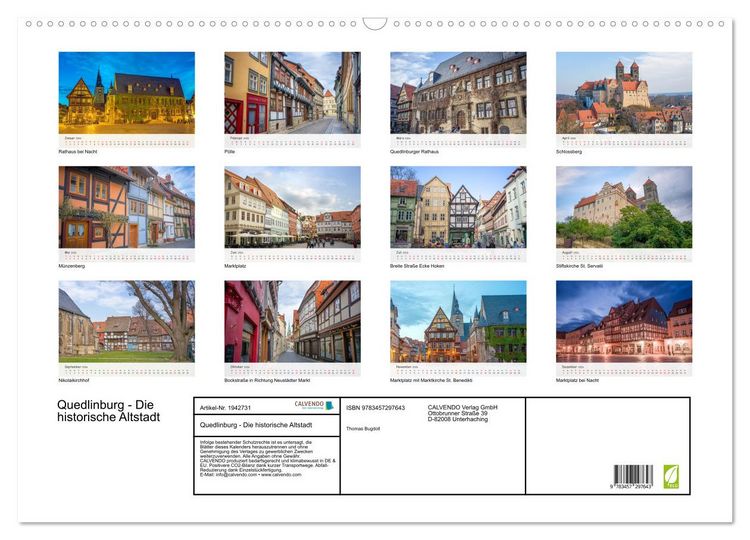 Produktbild: Quedlinburg - Die historische Altstadt (Wandkalender 2026 DIN A2 quer), CALVENDO Monatskalender